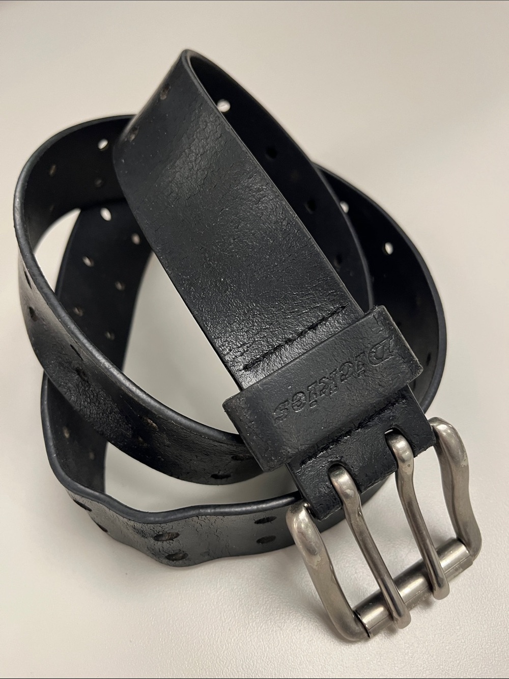 Dickies Black Double Prong Leather Work Belt size small 30-32